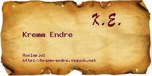 Kremm Endre névjegykártya